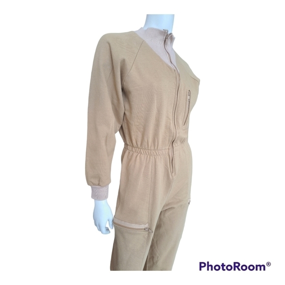 Modes 10 fashions vintage jumpsuit one piece made in Canada Tan cotton size Med - Picture 4 of 16